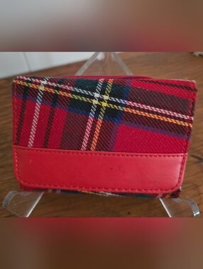 Red Tartan Plaid Wallet with Red Trim